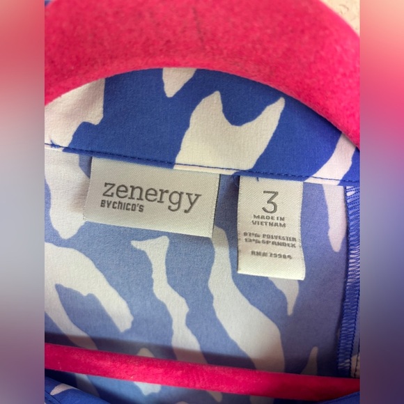 Zenergy Chicos Blue White Abstract Animal Print Zip Up Athletic Jacket 3 XL 16 - Picture 7 of 8